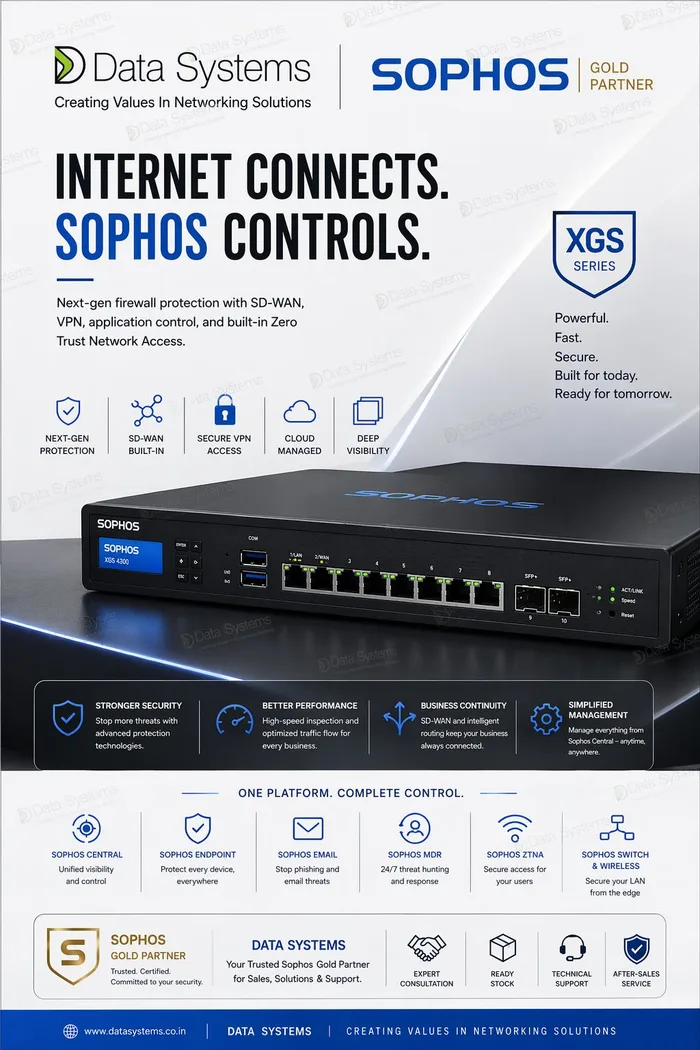 Sophos XGS Series firewall appliance, with SD-WAN, VPN, application control and Zero Trust Network Access