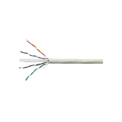 Copper Cable, category 6, 4 pair, U/UTP Cable, PVC, 24 AWG solid, 305 m reel-in-box, gray