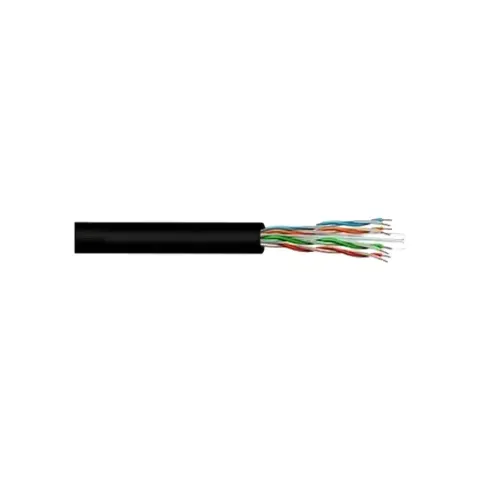 Category 6 U/UTP outdoor cable, black jacket, 4 pair count, 1000 ft (305 m) length, pull box