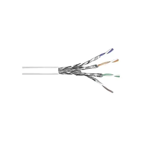 Copper Cable, category 7, 4 pair, duplex, S/FTP, LSFRZH, 23 AWG solid, 500 m, white
