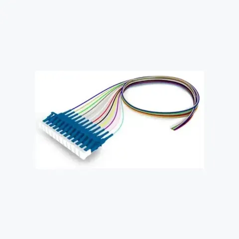 Singlemode LC/UPC Keyed Blue to Unconnectorized, Fiber Pigtail, 0.9 mm Tight Buffer, 12-Fiber Kit Blue - Aqua (1-12)