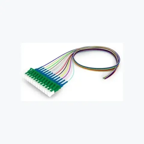 Singlemode LC/UPC Keyed Green to Unconnectorized, Fiber Pigtail, 0.9 mm Tight Buffer, 12-Fiber Kit Blue - Aqua (1-12)