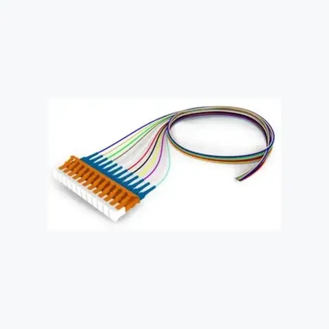 Singlemode LC/UPC Keyed Orange to Unconnectorized, Fiber Pigtail, 0.9 mm Tight Buffer, 12-Fiber Kit Blue - Aqua (1-12)