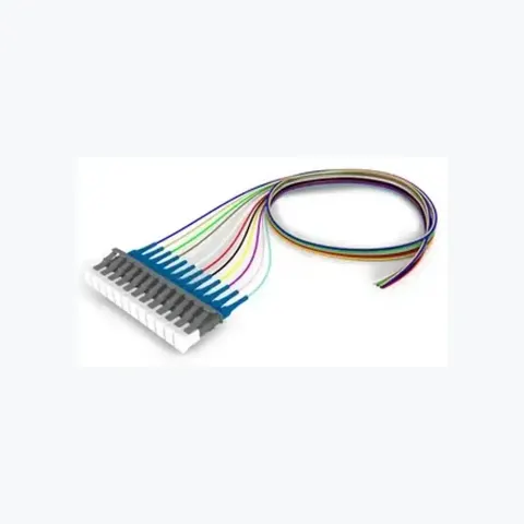 Singlemode LC/UPC Keyed Slate to Unconnectorized, Fiber Pigtail, 0.9 mm Tight Buffer, 12-Fiber Kit Blue - Aqua (1-12)