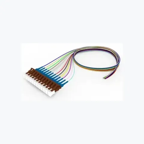 Singlemode LC/UPC Keyed Brown to Unconnectorized, Fiber Pigtail, 0.9 mm Tight Buffer, 12-Fiber Kit Blue - Aqua (1-12)