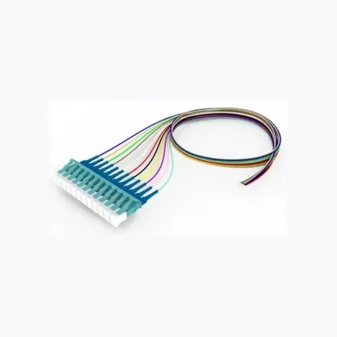 Singlemode LC/UPC Keyed Aqua to Unconnectorized, Fiber Pigtail, 0.9 mm Tight Buffer, 12-Fiber Kit Blue - Aqua (1-12)