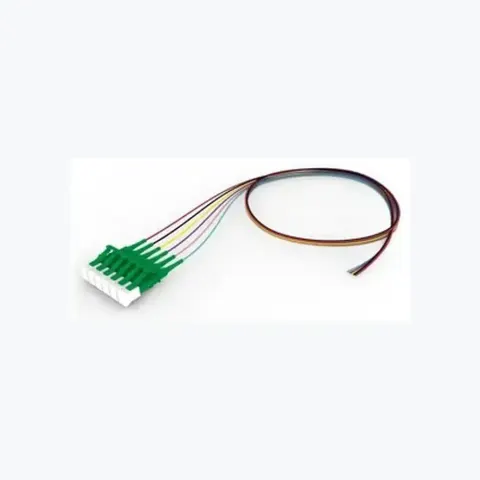 Singlemode LC APC to Unconnectorized, Fiber Pigtail, 0.9 mm Tight Buffer, 6-Fiber Kit Red - Aqua (7-12)