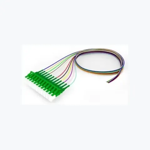 Singlemode LC APC to Unconnectorized, 0.9 mm Tight Buffer Fiber Pigtail, 12-fiber Kit, Blue - Aqua (1-12)