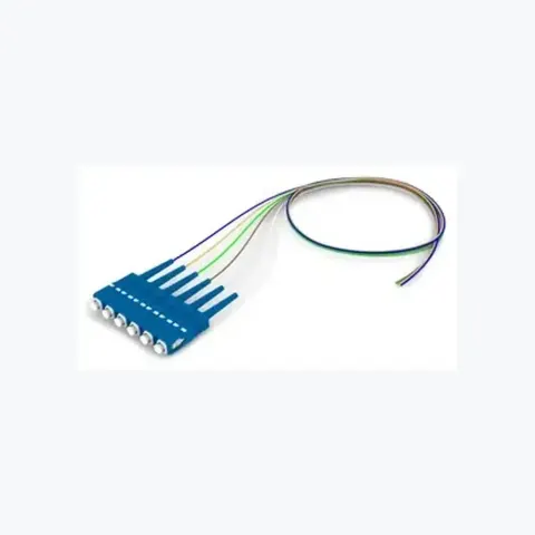 Singlemode SC/UPC to Unconnectorized, Fiber Pigtail, 0.9 mm Tight Buffer, 6-Fiber Kit Blue - White (1-6)