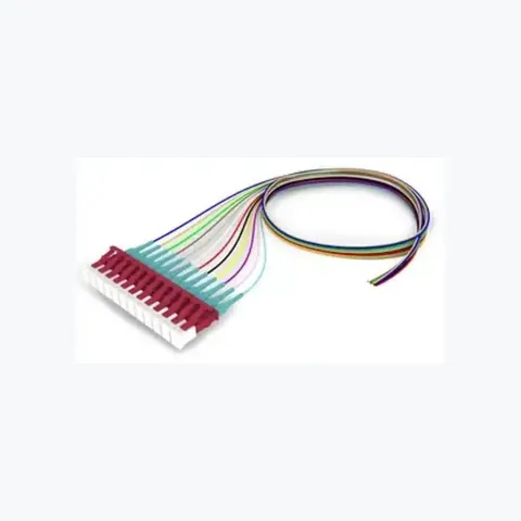 OM4 LC/UPC Keyed Red to Unconnectorized, Fiber Pigtail, 0.9 mm Tight Buffer, 12-Fiber Kit Blue - Aqua (1-12)