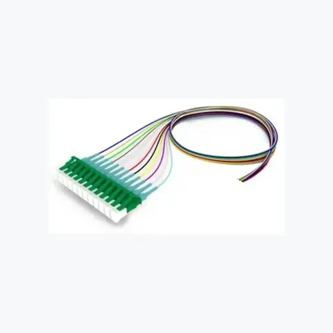 OM4 LC/UPC Keyed Green to Unconnectorized, Fiber Pigtail, 0.9 mm Tight Buffer, 12-Fiber Kit Blue - Aqua (1-12)
