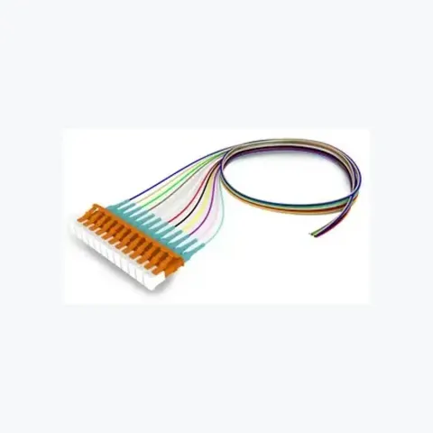 OM4 LC/UPC Keyed Orange to Unconnectorized, Fiber Pigtail, 0.9 mm Tight Buffer, 12-Fiber Kit Blue - Aqua (1-12)