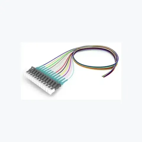 OM4 LC/UPC Keyed Slate to Unconnectorized, Fiber Pigtail, 0.9 mm Tight Buffer, 12-Fiber Kit Blue - Aqua (1-12)