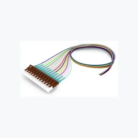 OM4 LC/UPC Keyed Brown to Unconnectorized, Fiber Pigtail, 0.9 mm Tight Buffer, 12-Fiber Kit Blue - Aqua (1-12)