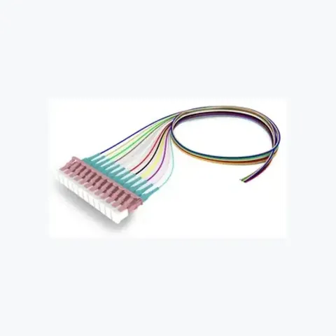 OM4 LC/UPC Keyed Rose to Unconnectorized, Fiber Pigtail, 0.9 mm Tight Buffer, 12-Fiber Kit Blue - Aqua (1-12)