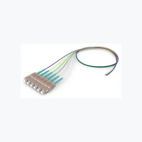 OM4 SC/UPC to Unconnectorized, Fiber Pigtail, 0.9 mm Tight Buffer, 6-Fiber Kit Blue - White (1-6)