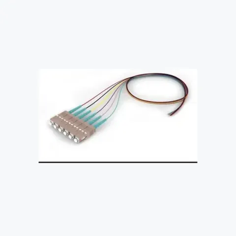OM4 SC/UPC to Unconnectorized, Fiber Pigtail, 0.9 mm Tight Buffer, 6-Fiber Kit Red - Aqua (7-12)