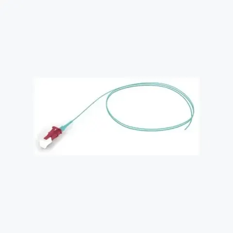 OM4 LC/UPC Keyed Red to Unconnectorized, Fiber Pigtail Simplex, 0.9 mm SBJ
