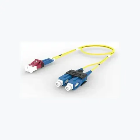 Singlemode LC/UPC Keyed Red to SC/UPC, Fiber Patch Cord, 1.6 mm Duplex, Plenum