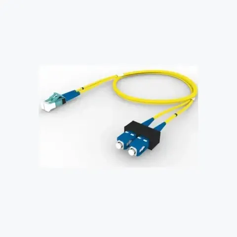 Singlemode LC/UPC Keyed Aqua to SC/UPC Fiber Patch Cord, 1.6 mm Duplex, Plenum