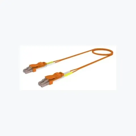 OM4 LC/UPC to LC/UPC Fiber Patch Cord, 1.6 mm Duplex, Plenum, Orange (AA) Locking Clip