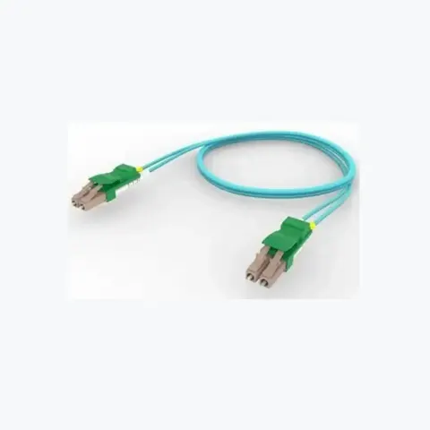 OM4 LC/UPC to LC/UPC Fiber Patch Cord, 1.6 mm Duplex, Plenum, Green (AB)Locking Clip