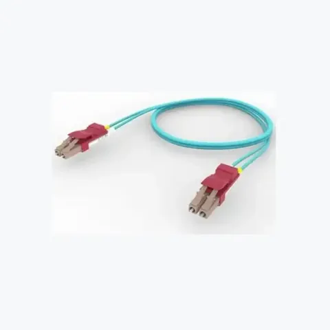 OM4 LC/UPC to LC/UPC Fiber Patch Cord, 1.6 mm Duplex, Plenum, Red (AC) Locking Clip