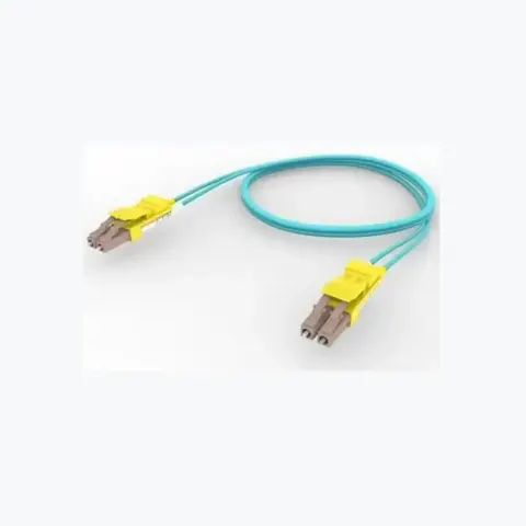 OM4 LC/UPC to LC/UPC Fiber Patch Cord, 1.6 mm Duplex, Plenum, Yellow (BB) Locking Clip