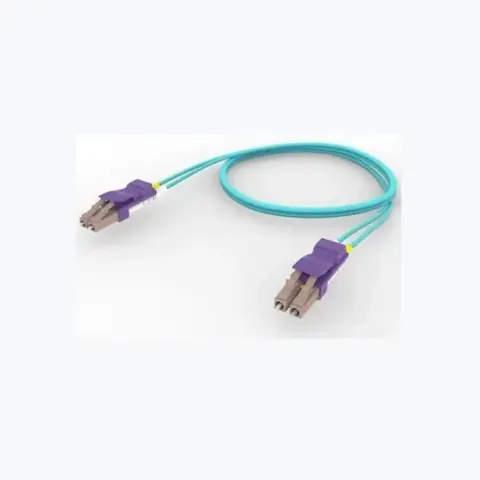 OM4 LC/UPC to LC/UPC Fiber Patch Cord, 1.6 mm Duplex, Plenum, Violet (CA) Locking Clip
