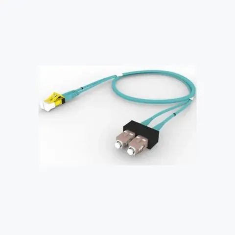 OM4 LC/UPC Keyed Yellow to SC/UPC Fiber Patch Cord, 1.6 mm Duplex, Plenum