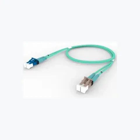 OM4 LC/UPC Keyed Blue to LC/UPC Fiber Patch Cord, 1.6 mm Duplex, Plenum