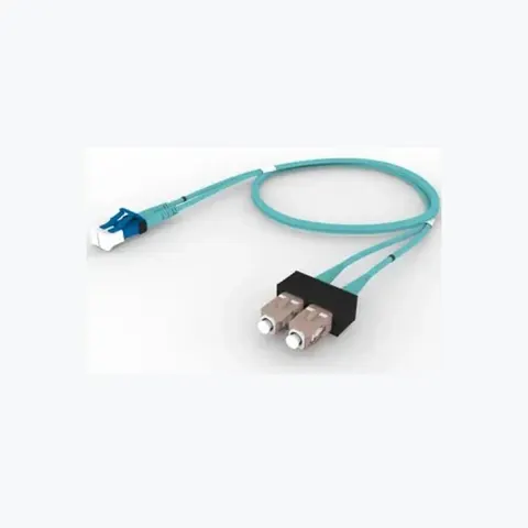 OM4 LC/UPC Keyed Blue to SC/UPC Fiber Patch Cord, 1.6 mm Duplex, Plenum