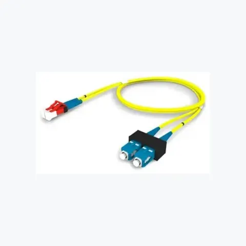 Singlemode LC/UPC Keyed Red to SC/UPC, Fiber Patch Cord, 1.6 mm Duplex, Riser