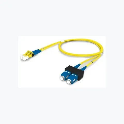 Singlemode LC/UPC Keyed Yellow to SC/UPC Fiber Patch Cord, 1.6 mm Duplex, Riser