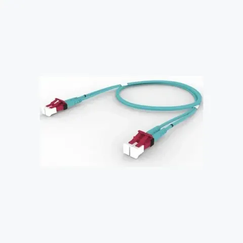 OM4 LC/UPC Keyed Red to LC/UPC Keyed Red Fiber Patch Cord, 1.6 mm Duplex, Riser
