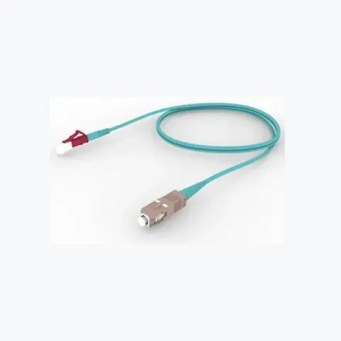OM4 LC/UPC Keyed Red to SC/UPC Fiber Patch Cord, 1.6 mm Simplex, Riser