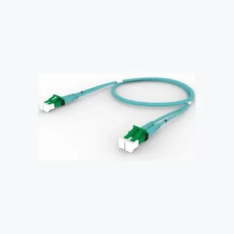 OM4 LC/UPC Keyed Green to LC/UPC Keyed Green Fiber Patch Cord, 1.6 mm Duplex, Riser