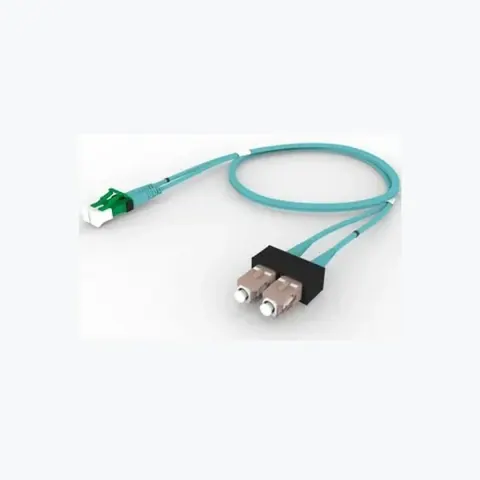 OM4 LC/UPC Keyed Green to SC/UPC Fiber Patch Cord, 1.6 mm Duplex, Riser