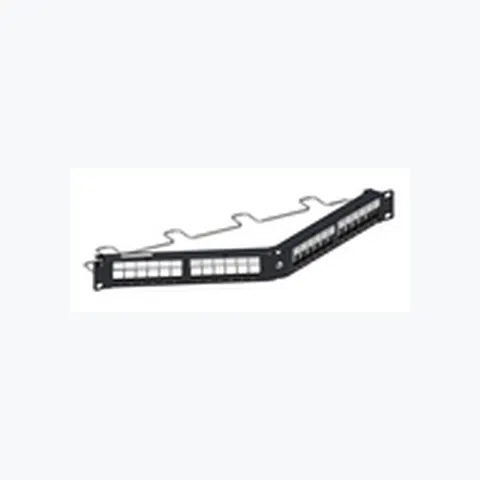 Cat 5E/6/6A Shielded 24-port Unloaded Angled Jack Panel, 1U