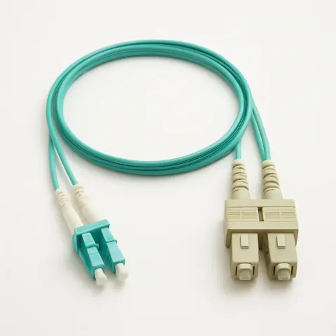 OM4 LC/UPC to SC/UPC, Fiber Patch Cord, 1.6 mm Duplex, Plenum