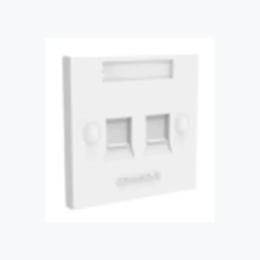 2-Port British Style Shuttered Faceplate, White