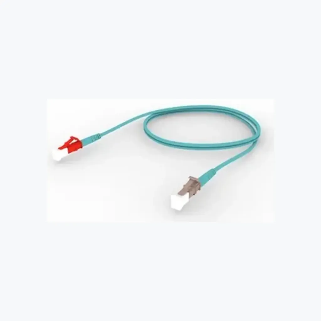 OM4 LC/UPC Keyed Red to LC/UPC Fiber Patch Cord, 1.6 mm Simplex, Plenum