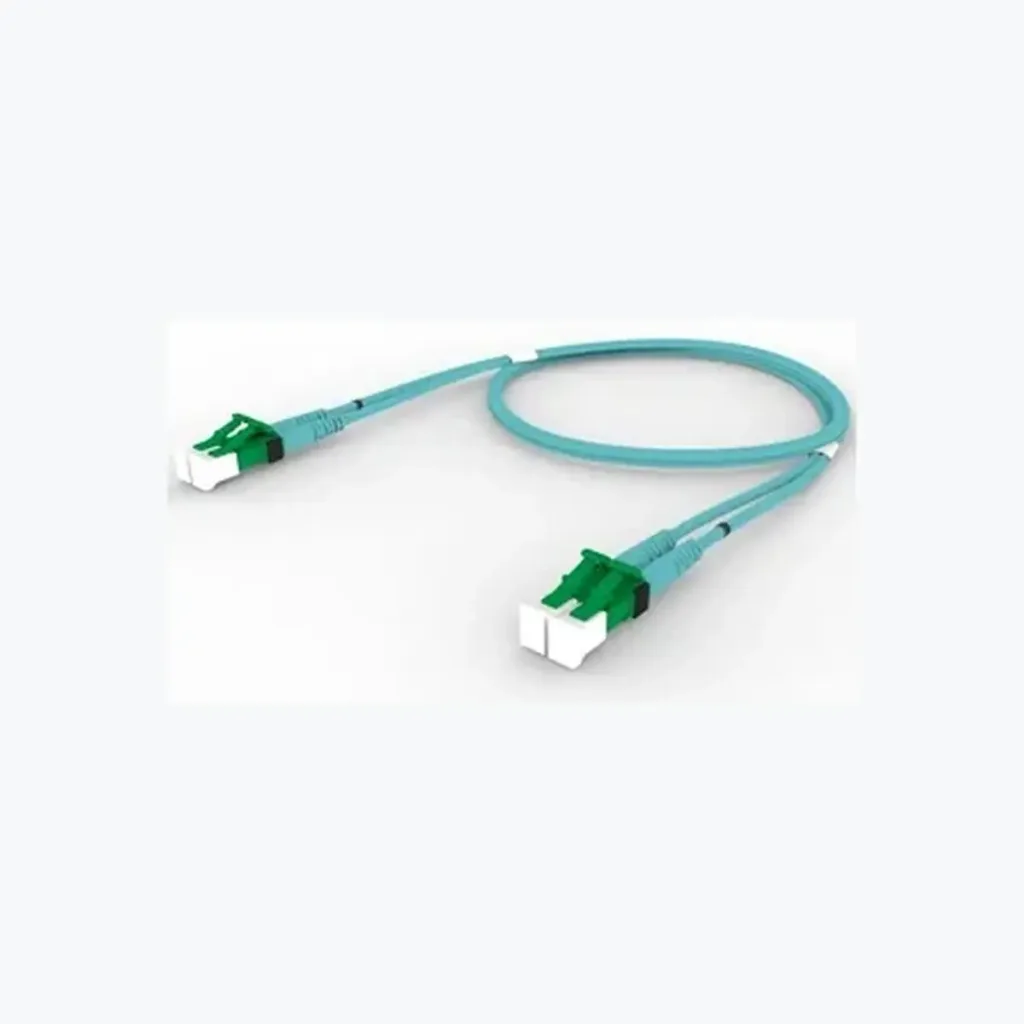 OM4 LC/UPC Keyed Green to LC/UPC Keyed Green Fiber Patch Cord, 1.6 mm Duplex, Plenum