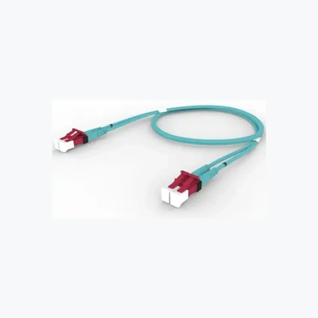 OM4 LC/UPC Keyed Red to LC/UPC Keyed Red Fiber Patch Cord, 1.6 mm Duplex, Riser