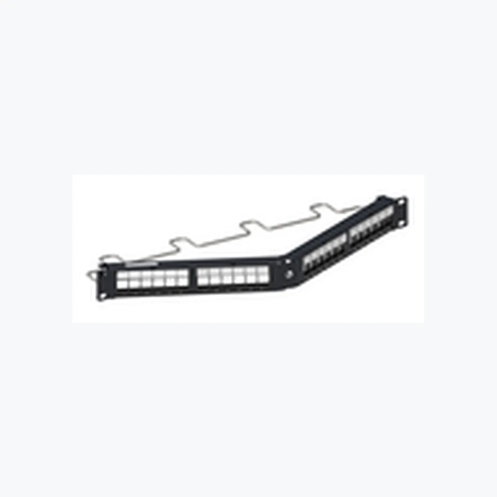 Cat 5E/6/6A Shielded 24-port Unloaded Angled Jack Panel, 1U