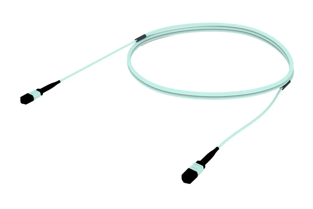OM4 12F MPO-MPO Trunk, Aqua · 80 m