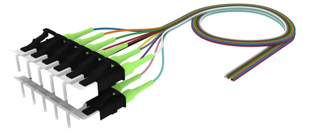 LazrSPEED 550 WideBand LC/UPC to Unconnectorized, Fiber Pigtail, 0.9 mm Tight Buffer, 12-Fiber Kit Blue - Aqua (1-12)