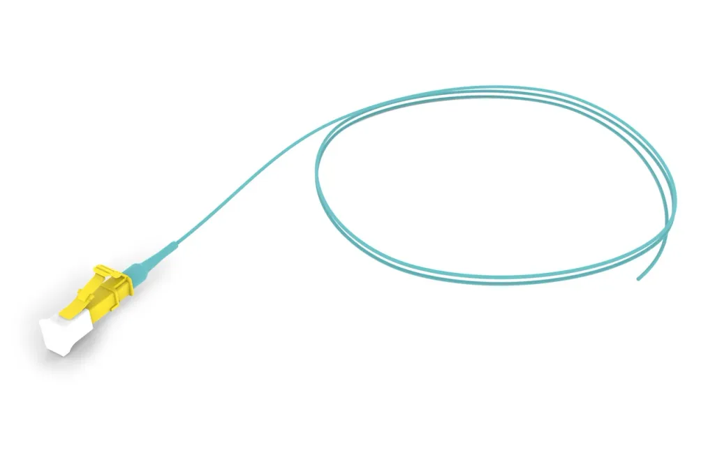 OM4 LC/UPC Keyed Yellow to Unconnectorized, Fiber Pigtail Simplex, 0.9 mm SBJ