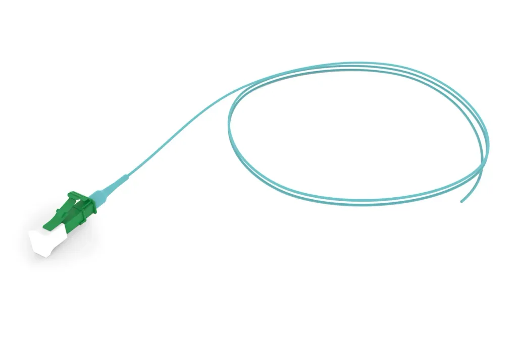 OM4 LC/UPC Keyed Green to Unconnectorized, Fiber Pigtail Simplex, 0.9 mm SBJ