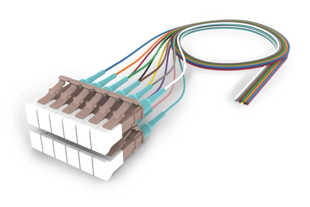 Ultra Low Loss (ULL) LazrSPEED 550 LC/UPC to Unconnectorized, Fiber Pigtail, 0.9 mm Tight Buffer, 12-fiber Kit, Blue - Aqua (1-12)